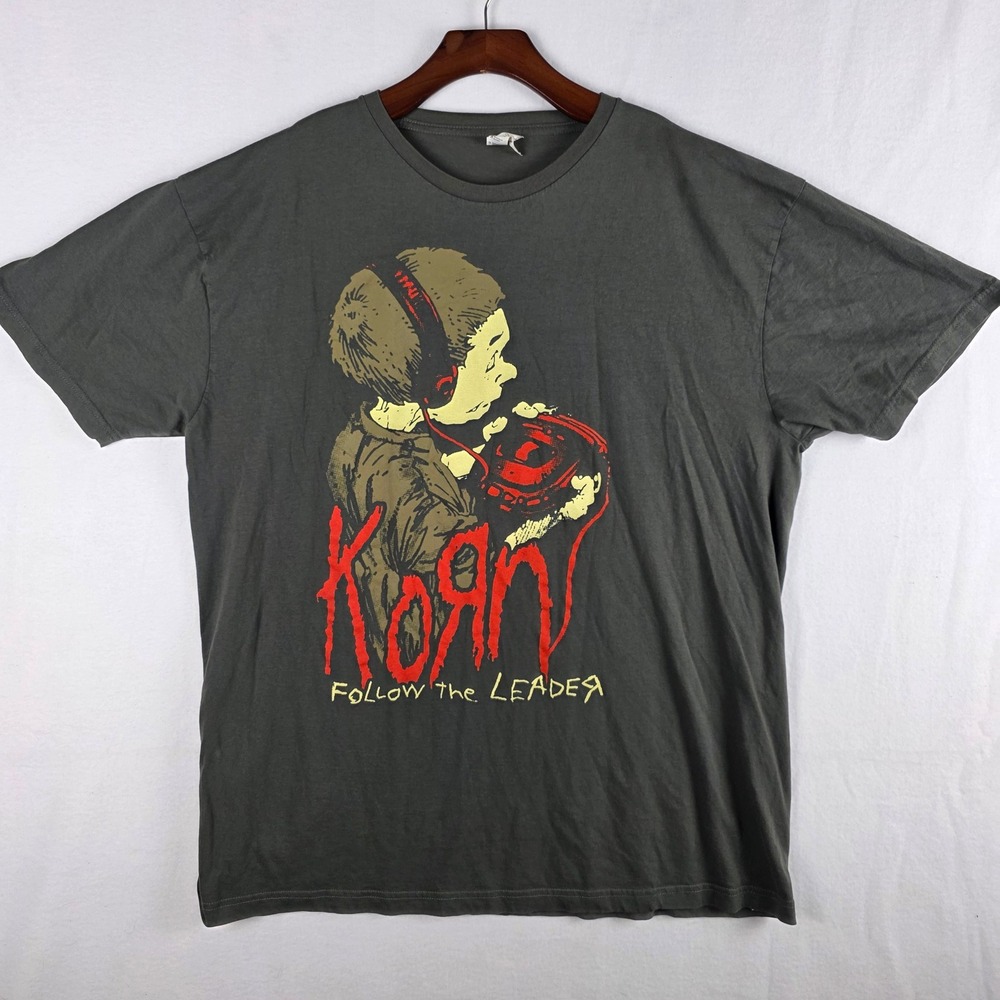 Korn Follow the Leader Graphic T-Shirt Mens 2XL Charcoal Gray Smart Blanks Band